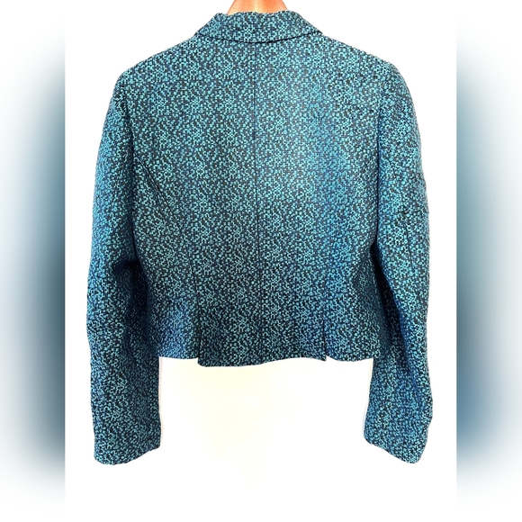 Elie Tahari Woven Tweed Teal Hidden Snap Closure Size 10 - Picture 2 of 5